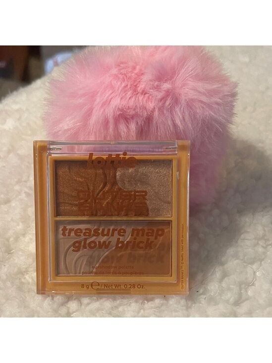 None Accessories - Lottie London Treasure Map Glow Brick - Pink fluff ball key chain.